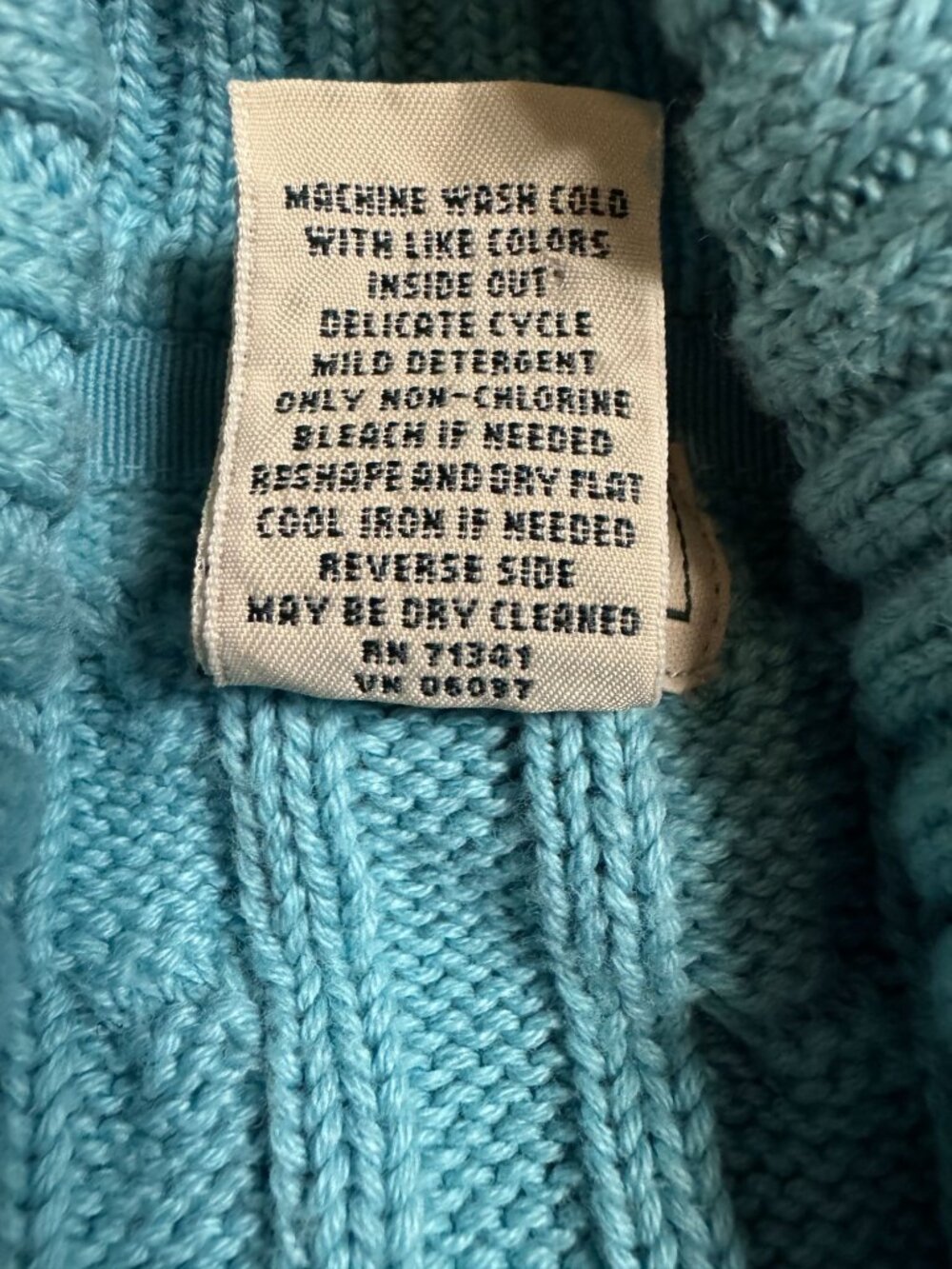 L.L.Bean Blue Cable Knit Cardigan Sweater Short Sleeve Women’s L - Picture 5 of 5